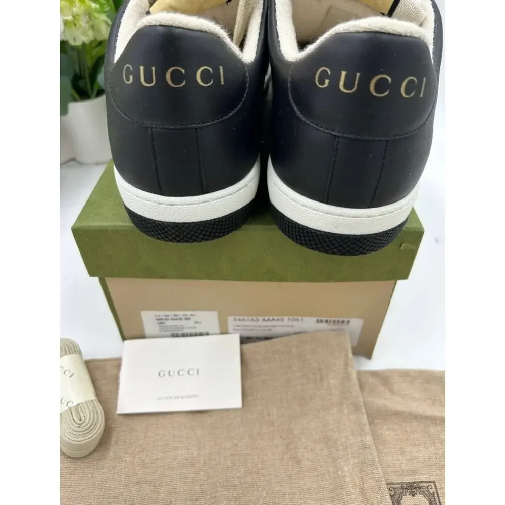 Men's Gucci screener web stripe leather sneakers size 12.5 fits 13 US
